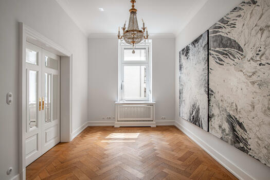 Dining room with built-in cupboards
