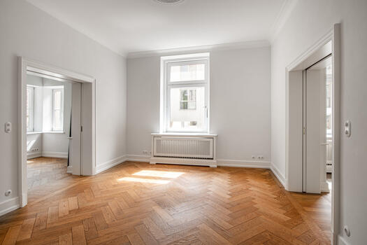Living area with adjoining rooms