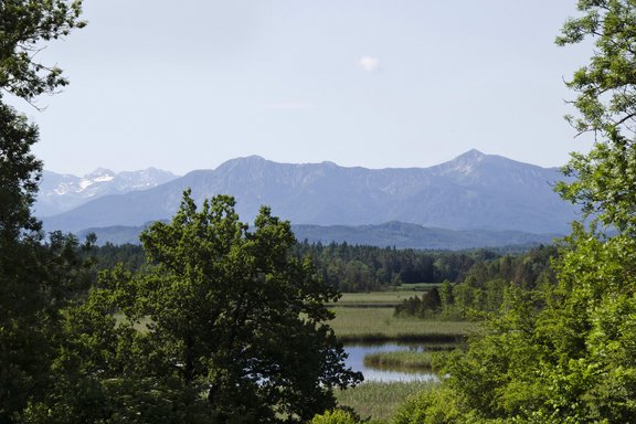 Ausblick vom Balkon im Obergeschoss