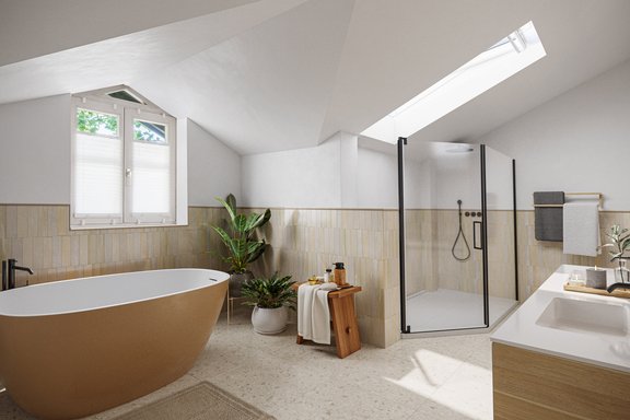 Modernes Wohlfühlbad Visualisierung