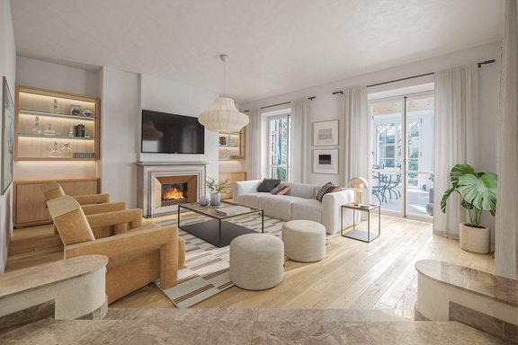 Visualisierter Wohnraum mit Wintergarten