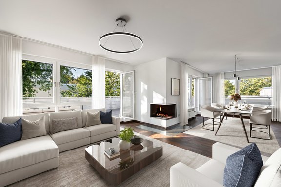 Lichterfülltes Wohnen an einer der nobelsten Adressen Münchens (virtuell möbliert)