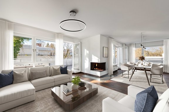 Lichterfülltes Wohnen an einer der nobelsten Adressen Münchens (virtuell möbliert)