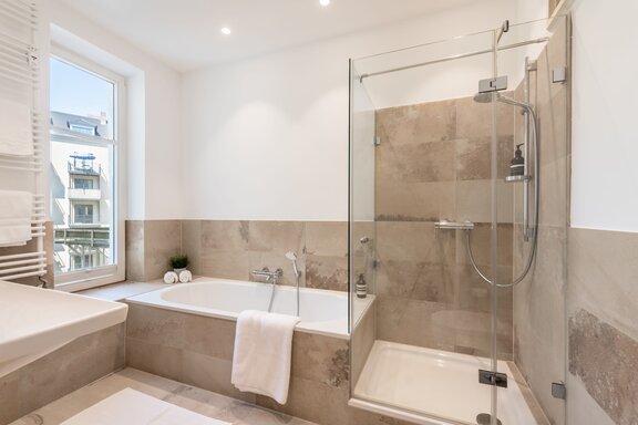 Bathroom renovated in 2013 with a tub and shower