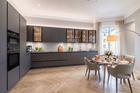 Spacious kitchen-dining area (rendering)