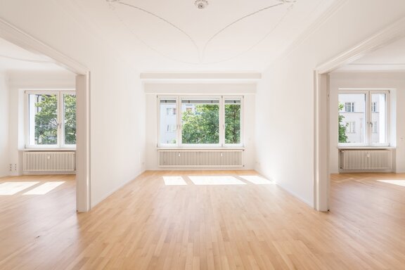 Dining room with a sunny west-facing view