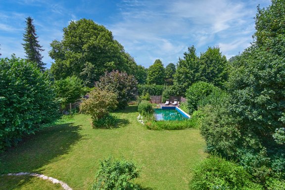 Garden oasis with swimming pond