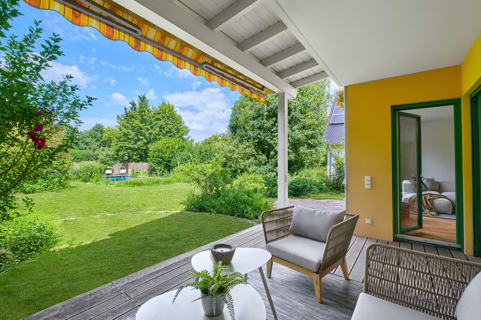 Covered patio with an awning