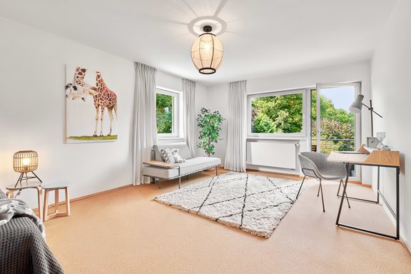 Children&#039;s room with a fantastic view of the countryside