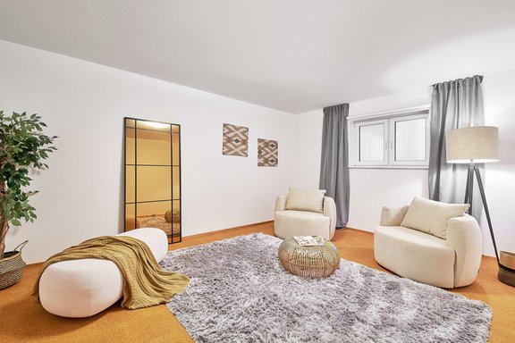 Relaxation area with sauna