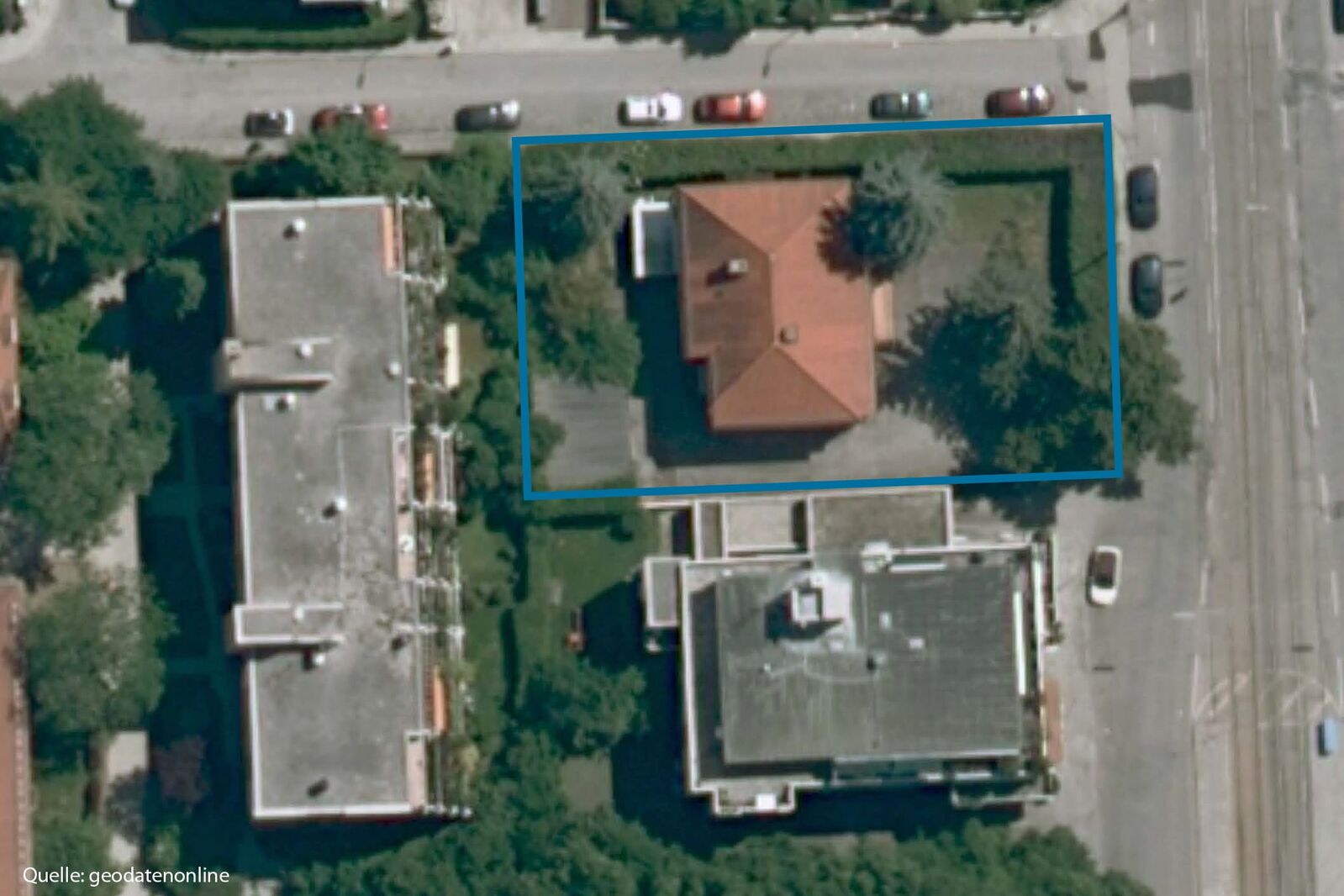 Luftbild mit Grundstück