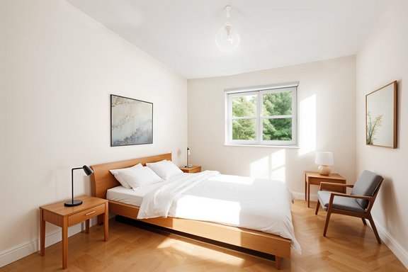 Schlafzimmer mit Blick ins Grüne (visualisiert)