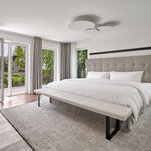 Master bedroom with a terrace