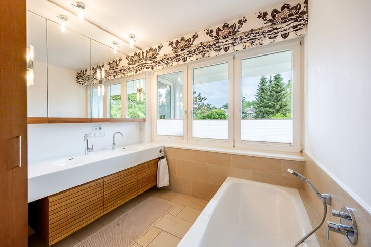 A Brightly Lit Main Bathroom