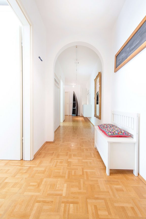 Hallway with practical storage room