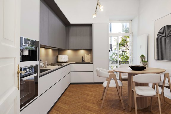 Wohnküche mit Balkon (Visualisiert)