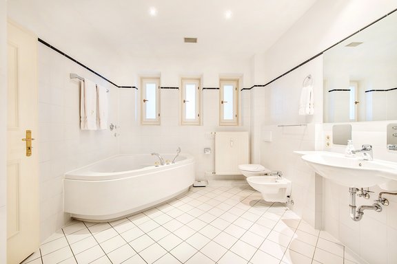 Master bath with corner tub and shower