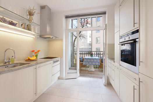 Modern kitchen with balcony