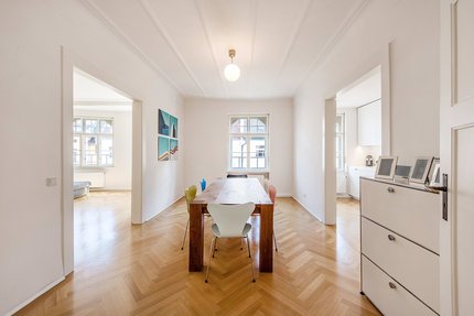 Dining room connected with living room or kitchen