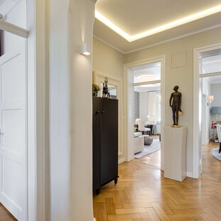 Entrance hall with a light-filled vaulted ceiling
