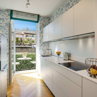 Kitchen with a balcony