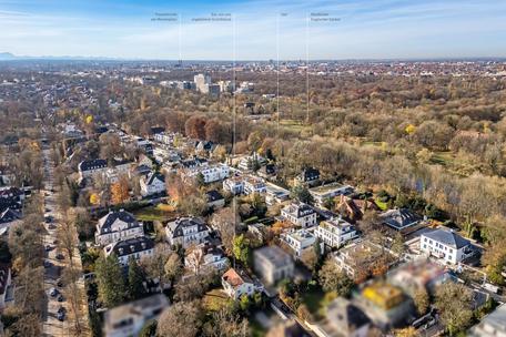 High-end location in Herzogpark: Privately set-back building plot with preliminary approval for villa