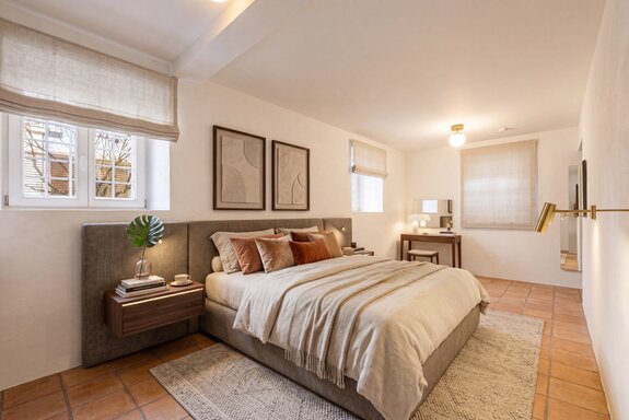 Charming bedroom with an adjoining dressing area (virtually furnished)