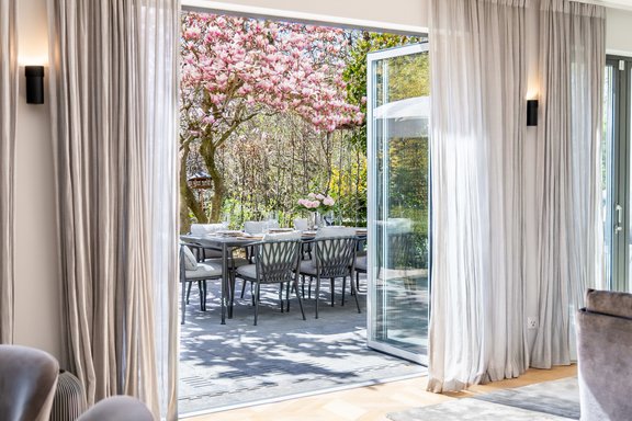 A stunning outdoor seating area with spectacular views