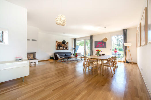Living area with fireplace
