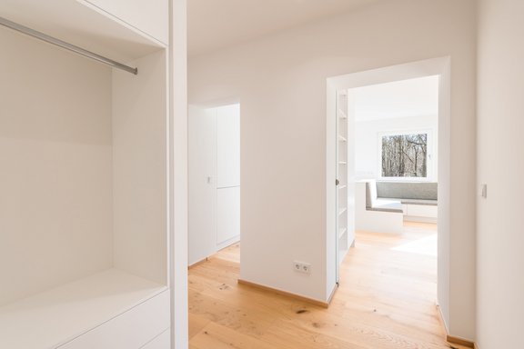 Hallway with custom fixtures