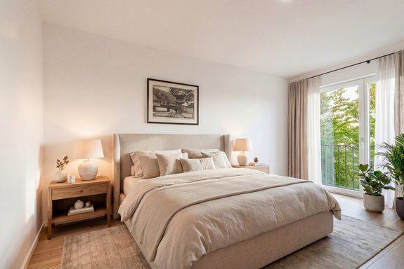 Ruhiges Masterschlafzimmer (visualisiert)