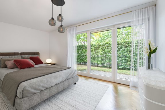 Ideal geschnittenes Schlafzimmer (Visualisierung)