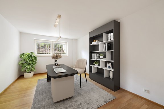 Gut belichteter Hobbyraum (Visualisierung)