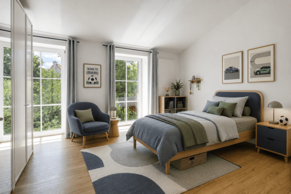 Bodentiefe Fenster in allen Zimmern (visualisiert)