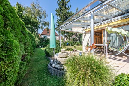 Terrace with glass roofing