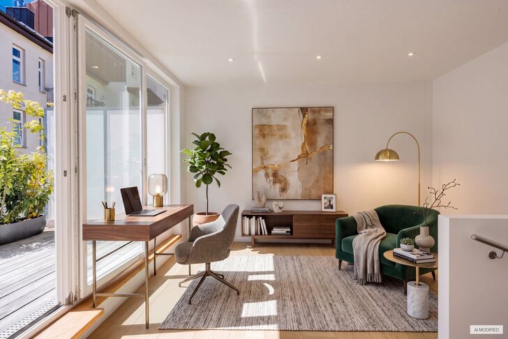 Abundant natural light and penthouse charm (virtually furnished)