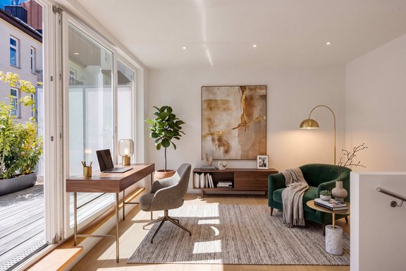 Abundant natural light and penthouse charm (virtually furnished)