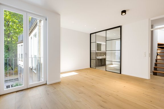 Master bedroom with bathroom