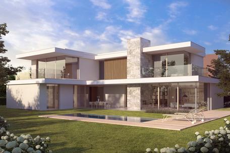 In a prime location in Gräfelfing: minimalist architect-designed villa under construction by Jacob &amp; Spreng