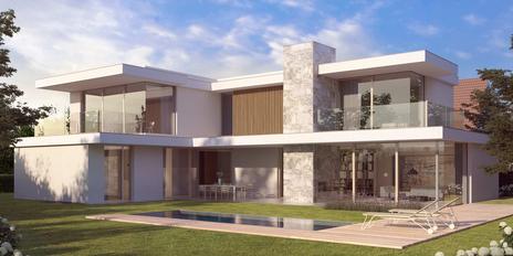 In Bestlage Gräfelfings: Puristische Architektenvilla im Rohbau von Jacob &amp; Spreng