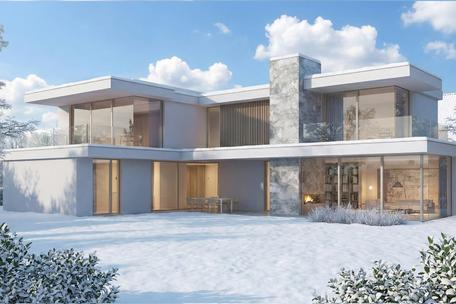 In Bestlage Gräfelfings: Puristische Architektenvilla im Rohbau von Jacob & Spreng