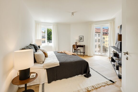Schlafzimmer mit Homeoffice