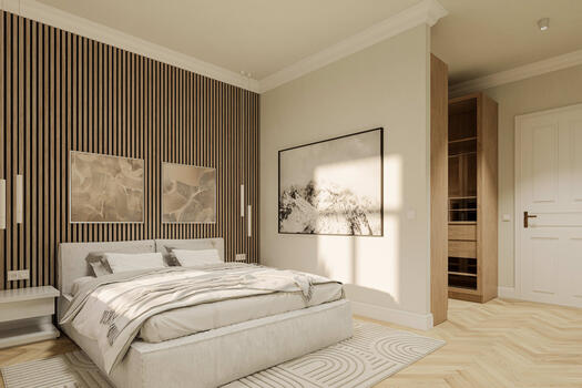 Bedroom with adjoining dressing room (visualization)