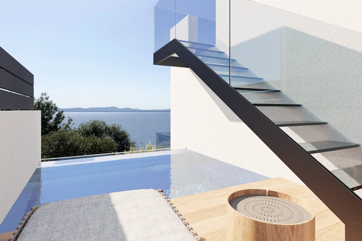 Visualisierung Pool mit Meerblick
