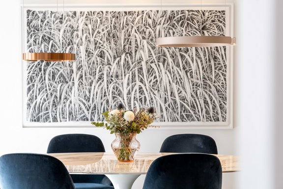 The interior design creates a harmonious blend