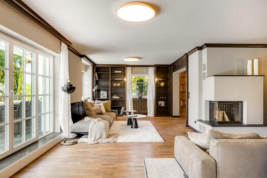 Living room with fireplace
