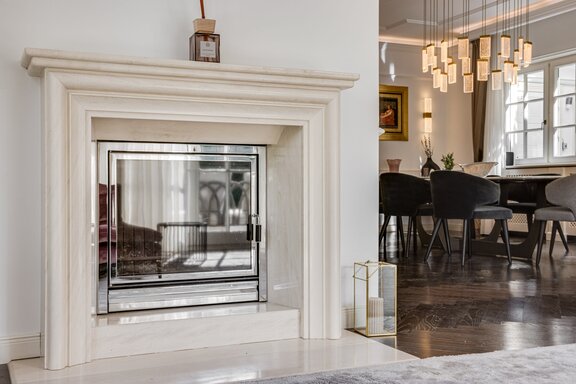 Fireplace with marble mask