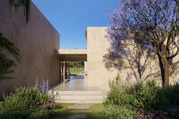 Geradlinige Architektur trifft mediterrane Flora