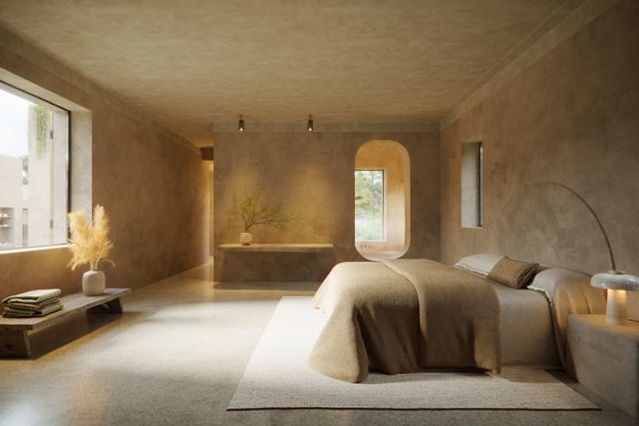 Das gedeckte Farbschema spiegelt die Natur wide