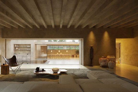 Kubische Baukörper reihen sich locker aneinander